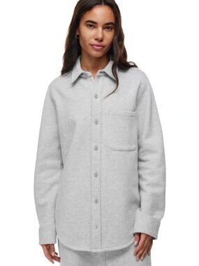 Aritzia TNA Cozy AF Fleece Grey Button Up Shirt Jacket - Size 1 (or Small)